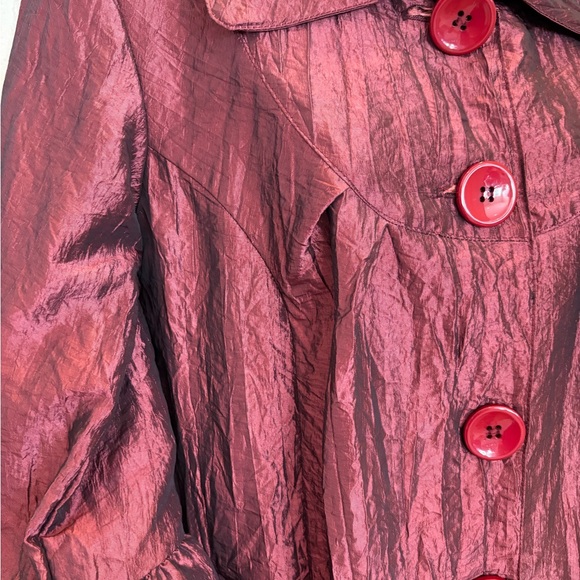 Maroon Button-Front satin jacket - Picture 3 of 8